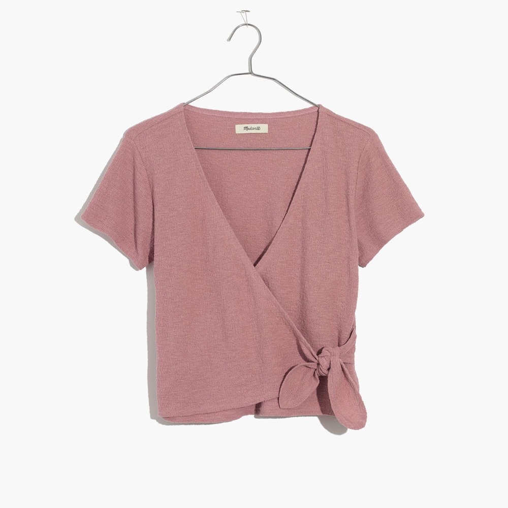 Mauve Texture & Thread short sleeve wrap top